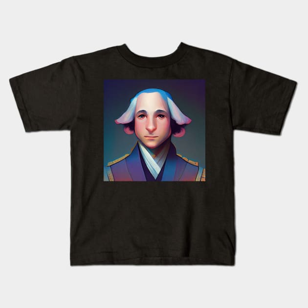 George Washington | American President | Digital Art Kids T-Shirt by Classical